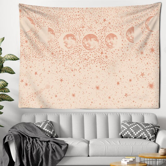 Moon Phase Tapestry - Beige Cosmic