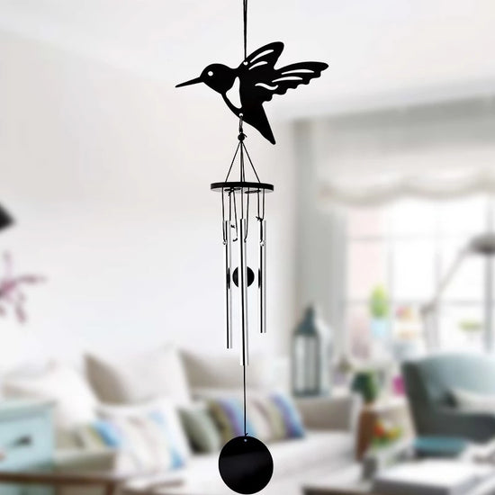 Black Metallic Decorative Wind Chime - Humming Bird