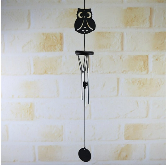 Black Metallic Decorative Wind Chime - Owl
