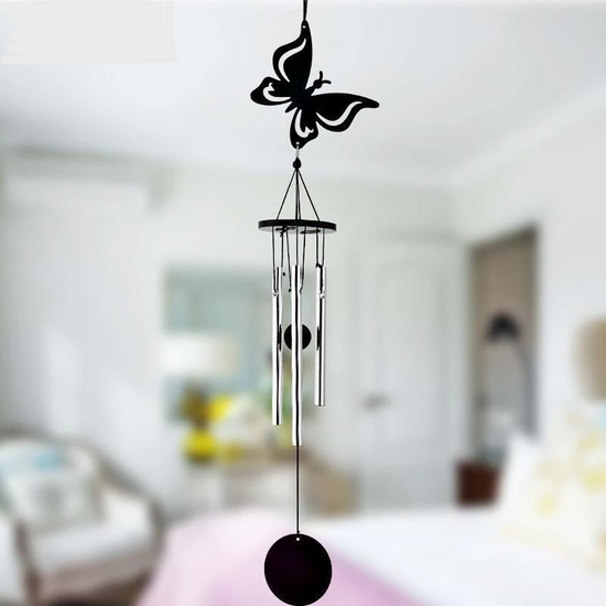 Black Metallic Decorative Wind Chime - Butterfly